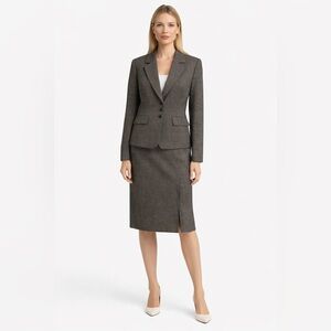 Tahari Arthur S Levine Brown Tweed Skirt Suit Blazer Pencil Skirt Size 4